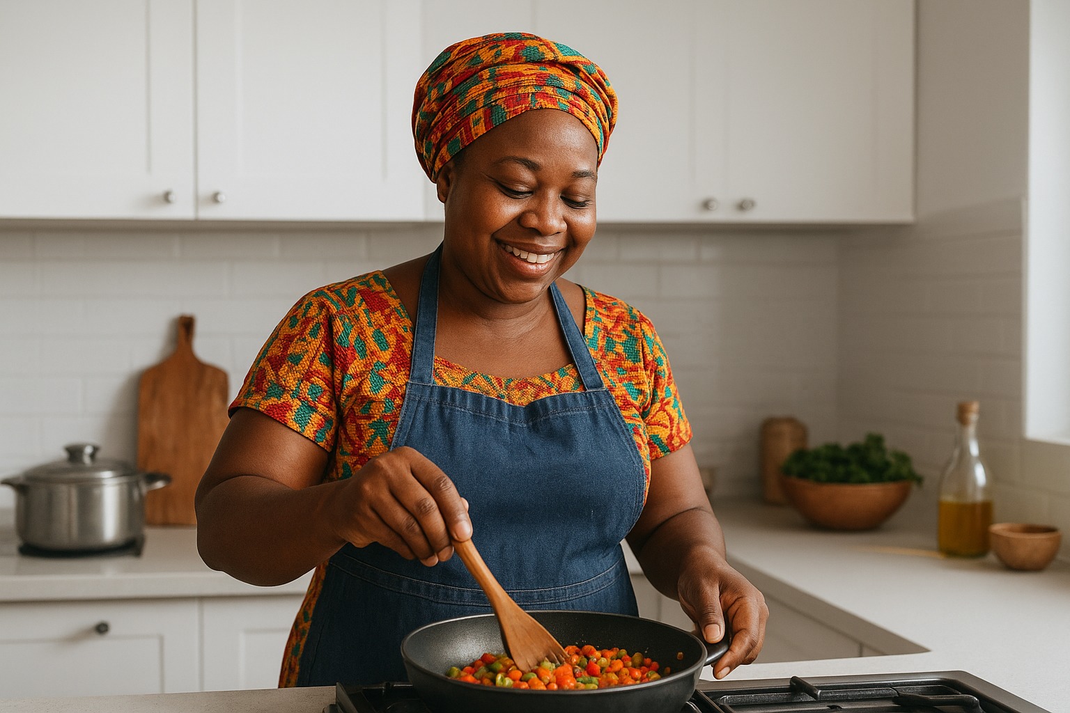 African chef cooking traditional dishes
