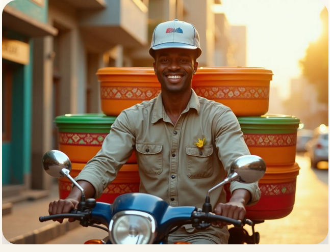 Delivery rider with food
